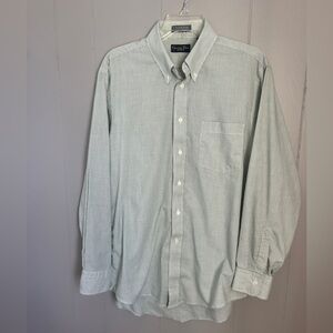 Christian Dior Monsieur Vintage Green and White Stripe Button Up Size 16| 32-33